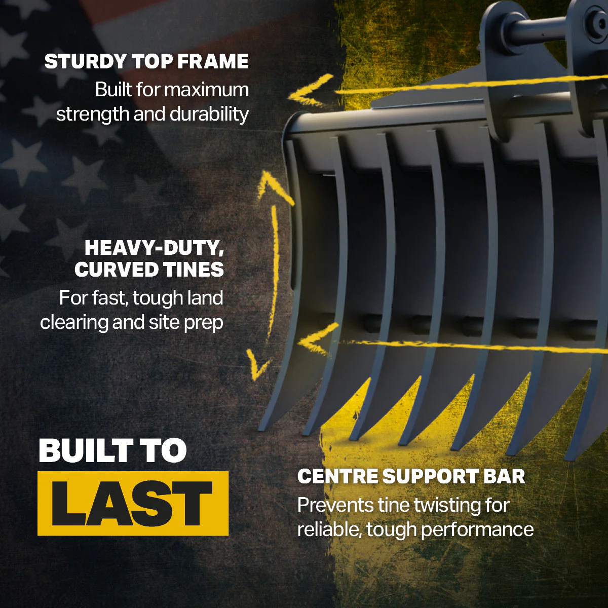 Bobcat E55z X-CHANGE Land Rake 60" / 1500mm - Image 11