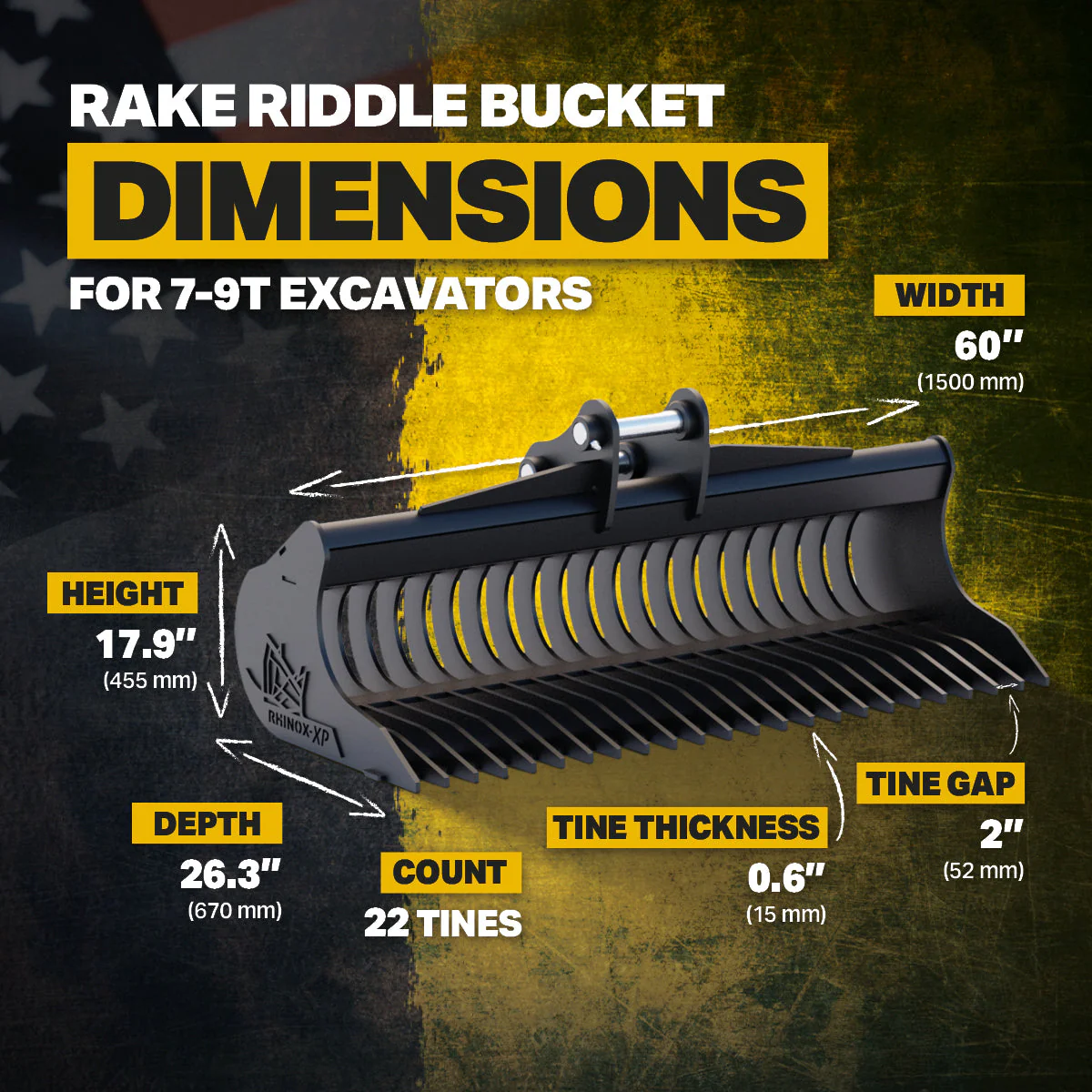 Bobcat E80 Rake Riddle Bucket 60" / 1500mm - Image 10