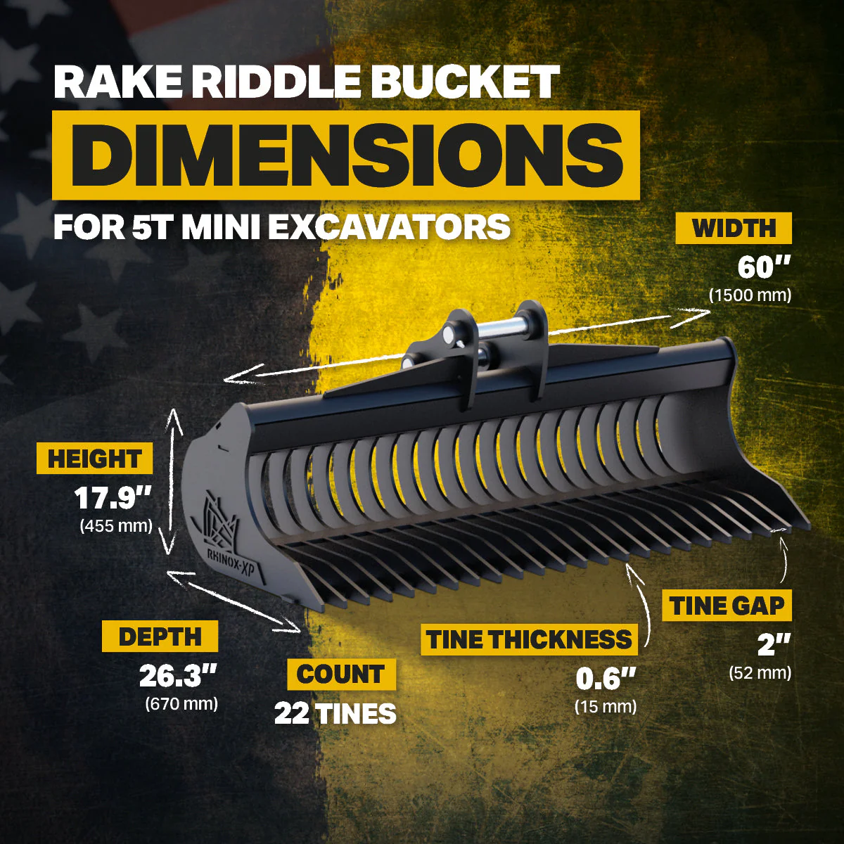 CAT 305 Rake Riddle Bucket 60" / 1500mm - Image 10