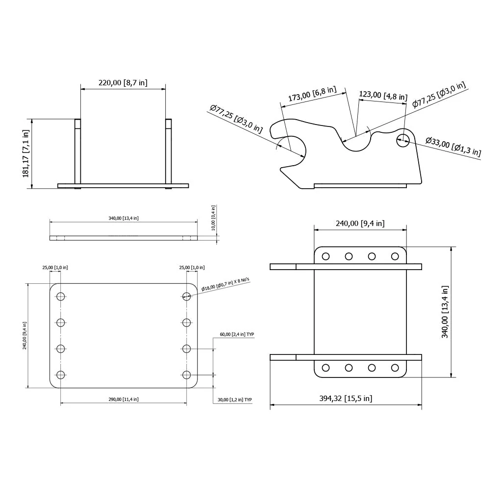 Kubota U35 Quick Attach Mounting Bracket