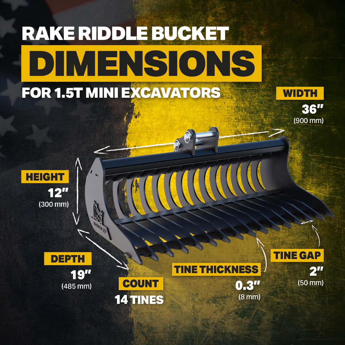 Yanmar SV15 Rake Riddle Bucket 36" / 900mm - Image 10